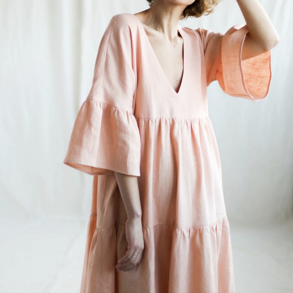OffOn linen tiered dress Adele